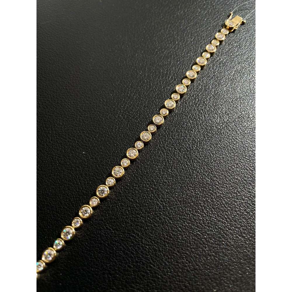bracelet necklace mossanite High Quality 18k Yellow Gold Tennis Chain Bracelet D Color Moissanite Chain 3.82ct Tennis Bracelet with GRA Certificate