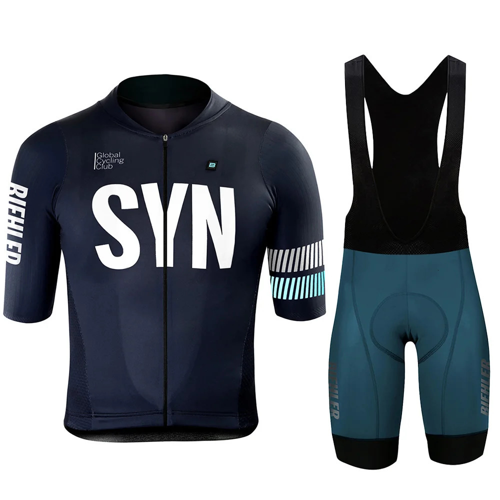 BIEHLER Mens Summer Cycling Jersey Suit Comfortable Bike Clothes QuickDry Clothing Sport Wear Set Bib Shorts Gel Pad 240113