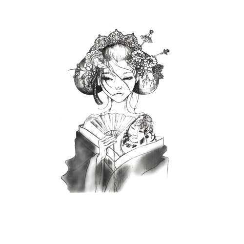 Makeup waterproof Flower arm tattoo sticker geisha mermaid angel beautiful figure half