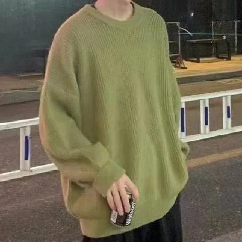 Solid Striped Sweater for Men Autumn Winter Casual Oneck Long Sleeve Pullovers Male Vintage Allmatch Knitted Jumpers Chic Tops 240113