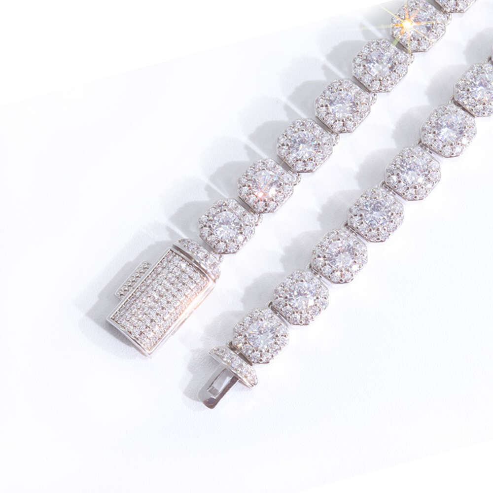 Custom d Vvs Moissanite Diamond Cuban Link Chain S925 Silver 8mm 12mm Large Tennis Solid Back Hiphop Necklace
