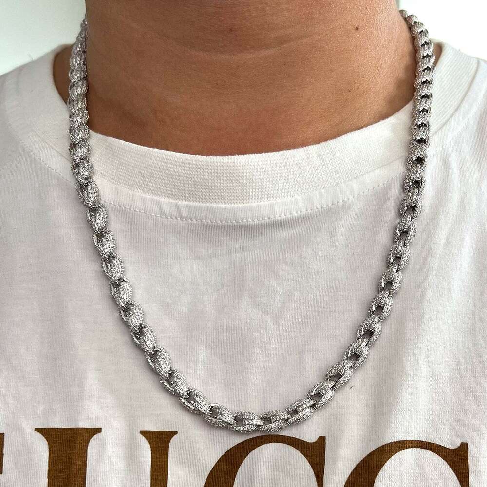 Hip Hop Miami Cuban Chain 12mm Vvs Moissanite Diamond Custom Silver Iced Out Cuban Necklace