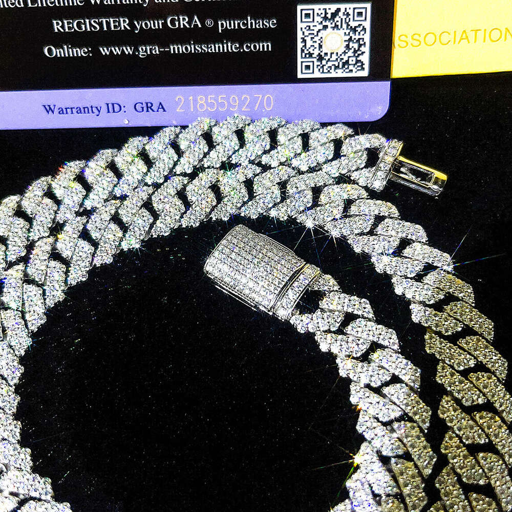 Fine Jewelry Necklace Mens Woman Sterling Silver Vvs1 Moissanite Diamond Cuban Link Chain Iced Out Custom Hip Hop