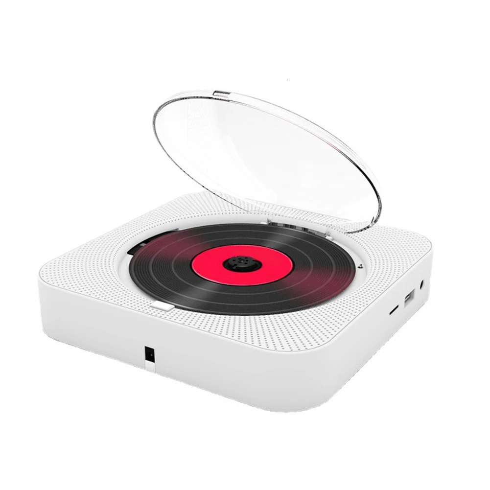 Portable CD Music Player Wall Mounted Bluetooth-compatible 5.1 Music Player LED Display 3.5mm Music Player FM Radio with Bracket 240113