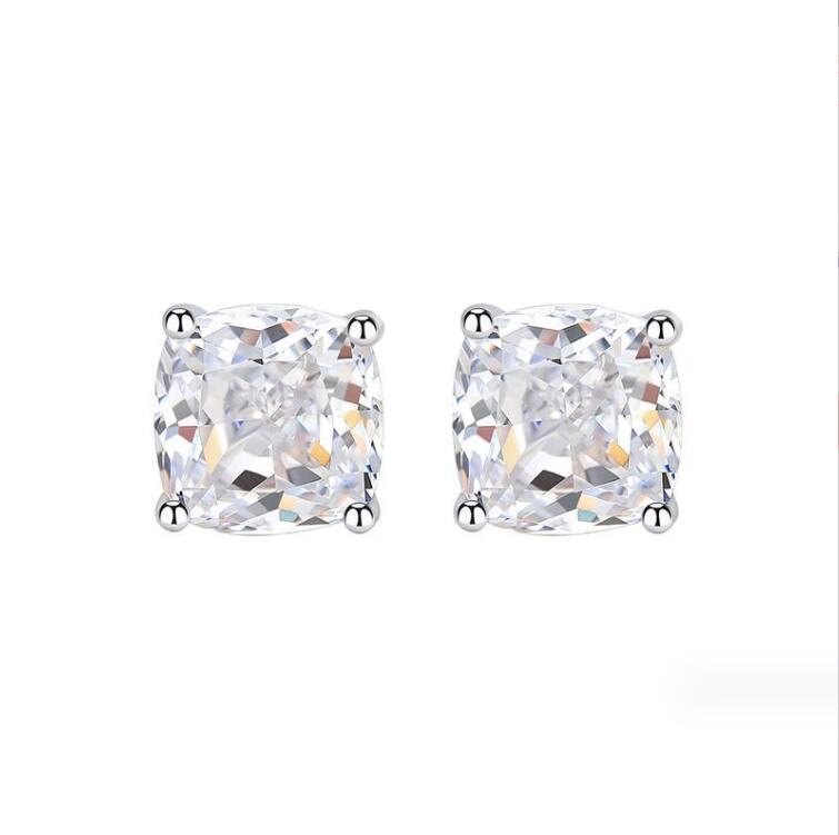Choucong 2024 Stud Earrings Solitaire Luxury Jewelry Real 100% 925 Sterling Silver Cushion Shape Natural Moissanite Gemstones Party Women Bridal Earri
