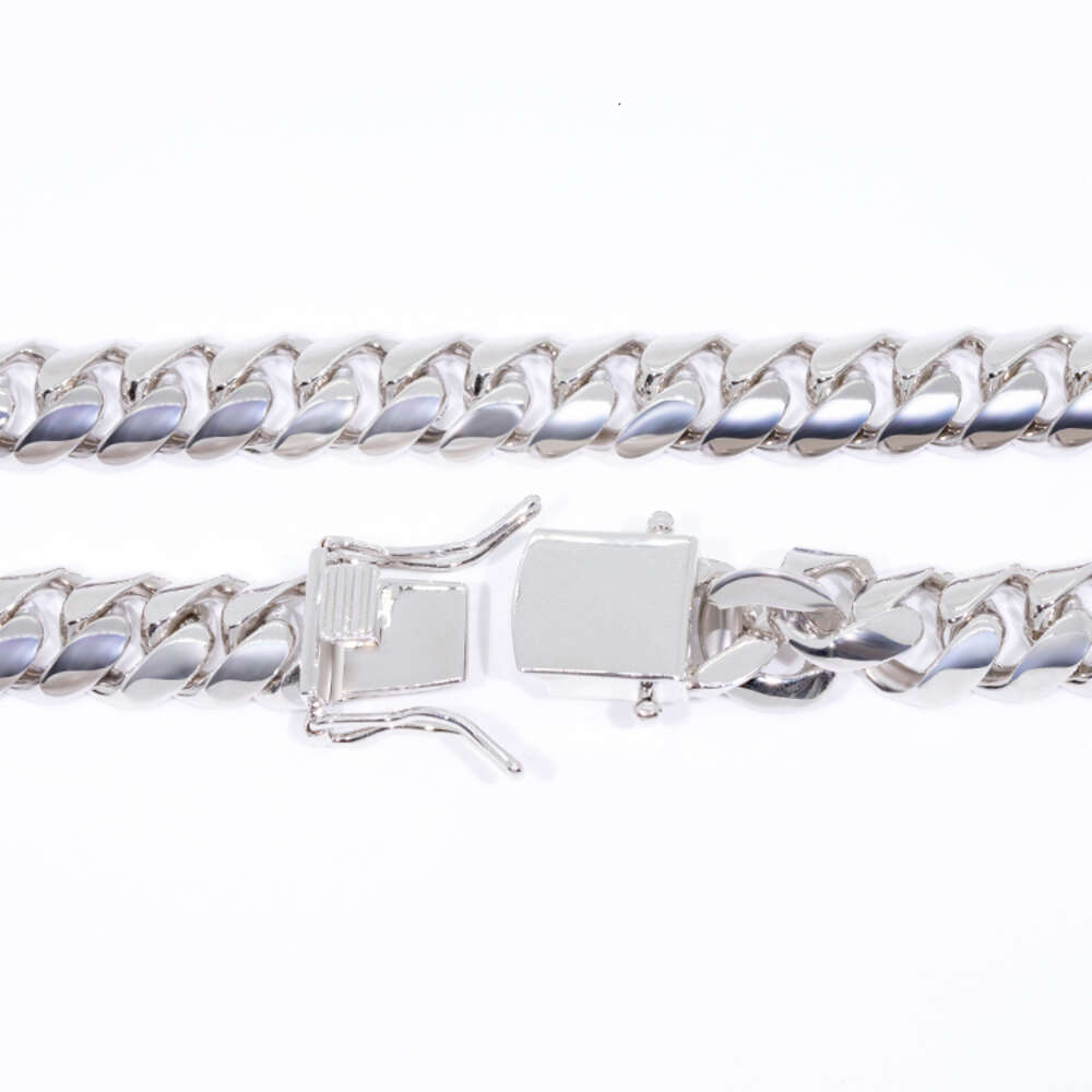 925 Solid Silver Cuban Chain 12mm Width Gold Plated Hip Hop Necklace Cuban Link Chain for Man