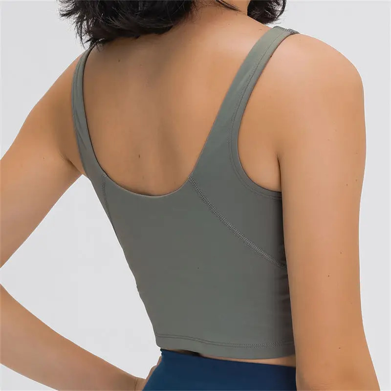 Nepoagym PASSION Tank Top with Shelf Built In Bra Crop Removable Padding Longline Sports for Yoga Gym 240113