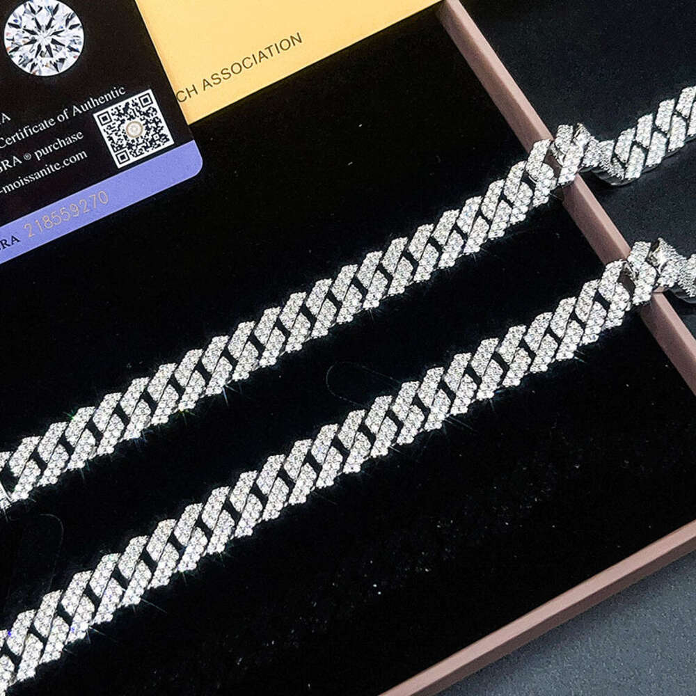 Fine Jewelry Necklace Mens Woman Sterling Silver Vvs1 Moissanite Diamond Cuban Link Chain Iced Out Custom Hip Hop