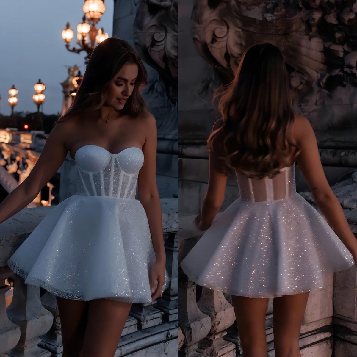 Boho Short A e Dresses Sweetheart Glittle Sparkle Wedding reception Dress backless mini designer bridal gowns gift