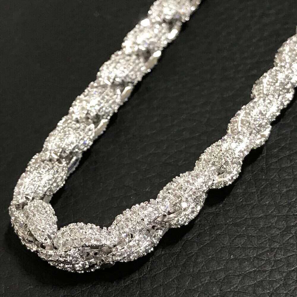 Hip Hop Miami Cuban Chain 12mm Vvs Moissanite Diamond Custom Silver Iced Out Cuban Necklace
