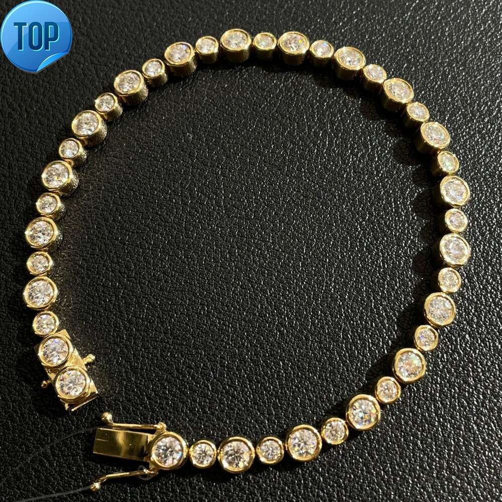 bracelet necklace mossanite High Quality 18k Yellow Gold Tennis Chain Bracelet D Color Moissanite Chain 3.82ct Tennis Bracelet with GRA Certificate