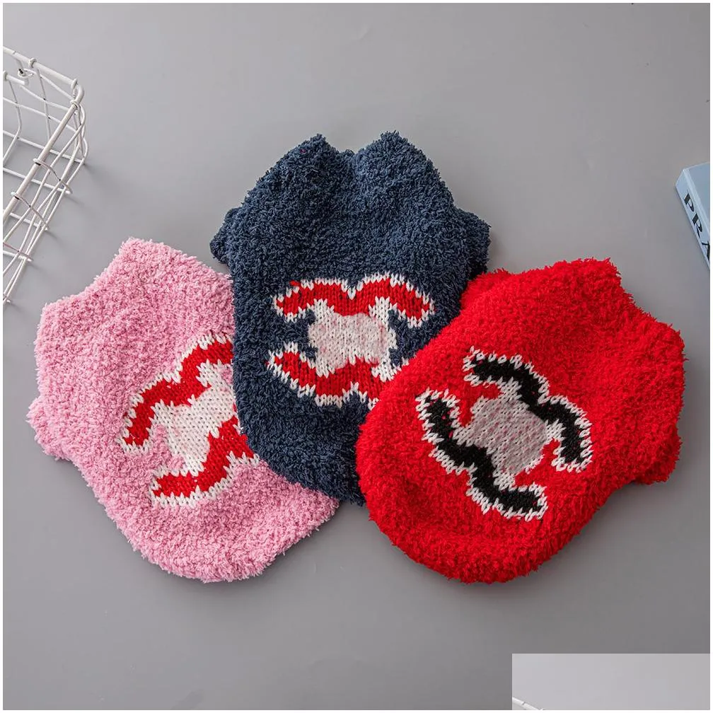 Designer Dog Clothes Warm Dog Apparel with Classic Letter Plush Round Neck Pet Sweater Autumn Winter Puppy Girl Fleece Sweaters for Small Medium Dogs Pink XXL A385