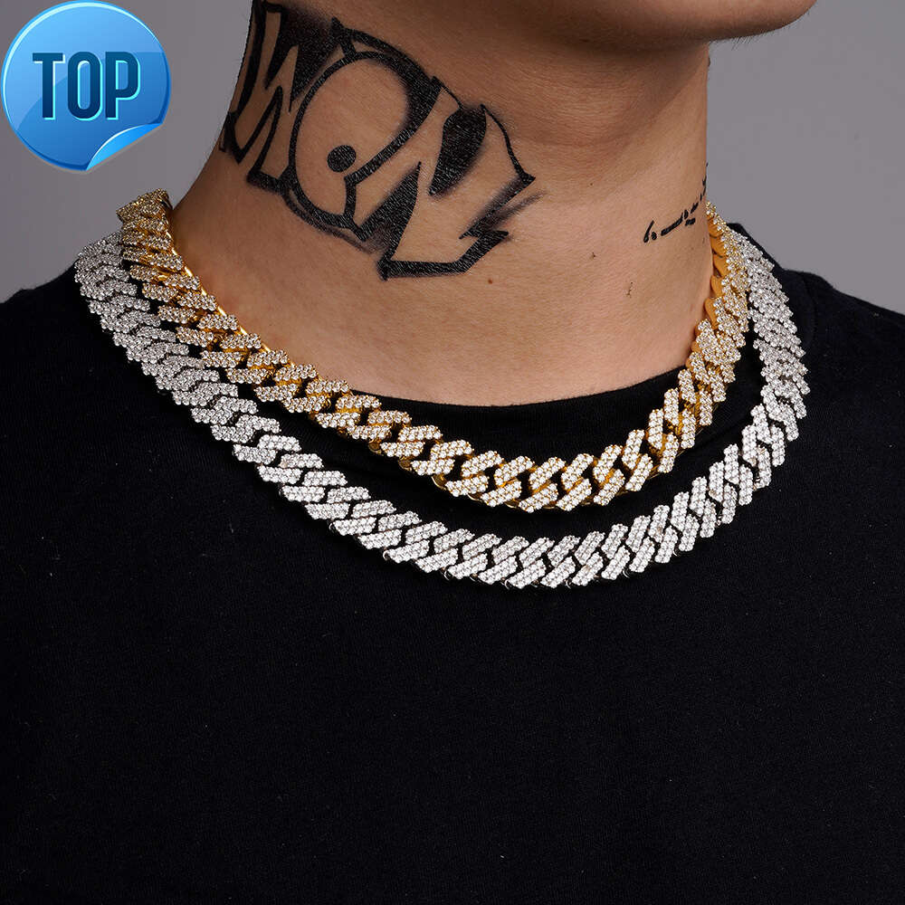 bracelet necklace mossanite Hip Hop Jewelry Ladies 12mm 18K Gold Diamond Necklace Bracelet 925 Silver Iced Out vvs moissanite Cuban Link Chains for Me