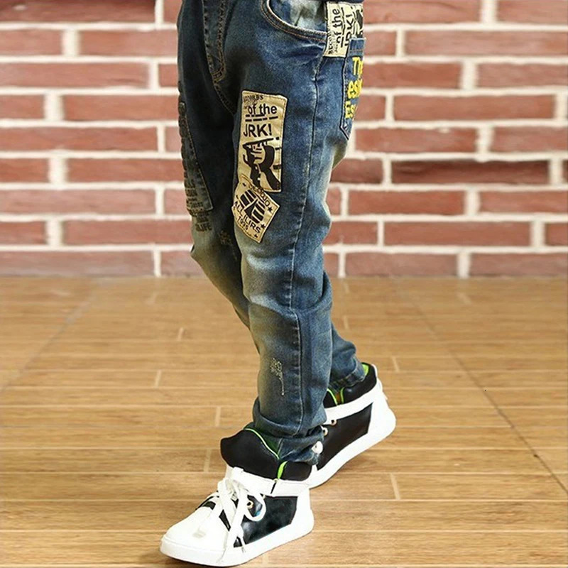 IENENS Boy Girls Trousers Skinny Jeans Elastic Waist Pants 4-13 Years Kids Boys Denim Clothing Clothes Sports Bottoms 240113