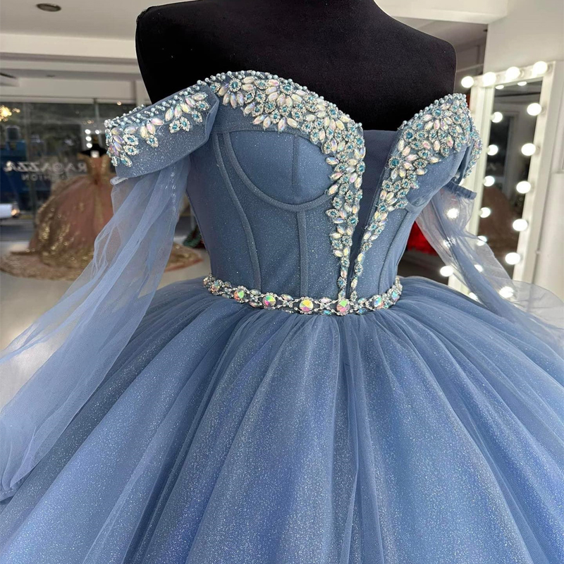 Quinceanera Dresses 2025 Beaded Crystal Sequined Applique Tull Sweet 16 Dress Ball Gown Lace Up vestidos de 15 anos