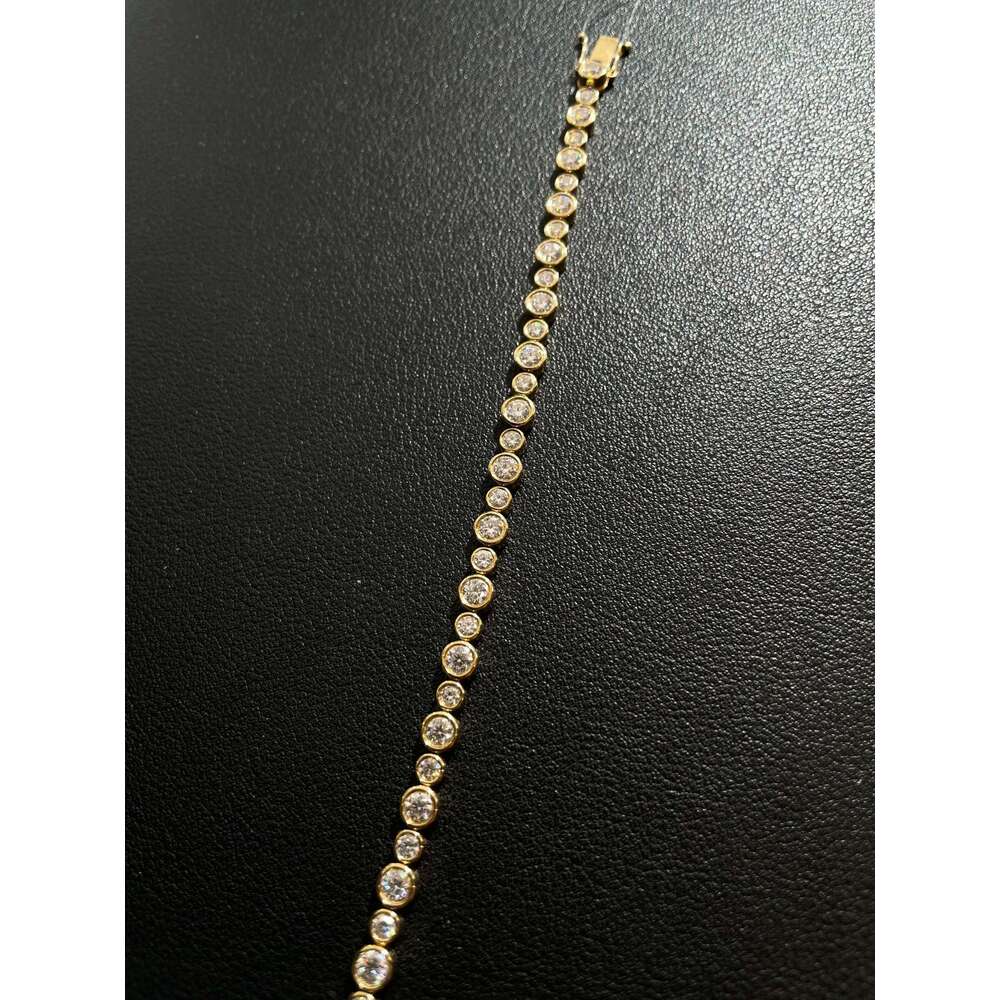 bracelet necklace mossanite High Quality 18k Yellow Gold Tennis Chain Bracelet D Color Moissanite Chain 3.82ct Tennis Bracelet with GRA Certificate