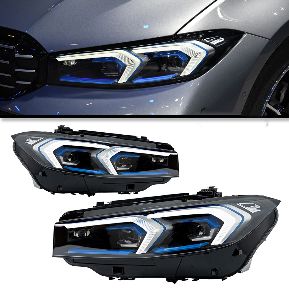 Car Lights For BMW 3 series G20 G28 20 19-2023 320i LED Auto Headlight Assembly Upgrade Blue Eyebrow Matrix Laser Headlights