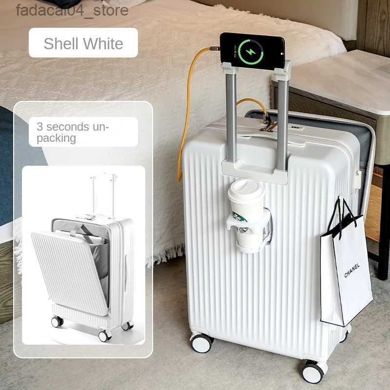 Suitcases Middle Size Luggage 20 22 24 26 Inch Front Opening Men's and Women's Multifunctional Password Lock Travel Suitcases with Wheels. Q