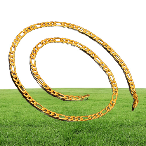 18K Real Gold Plated Figaro Chain Necklaces for Men High Quality Stainless Steel Mens Gold Chain Men Necklace Jewelry299I