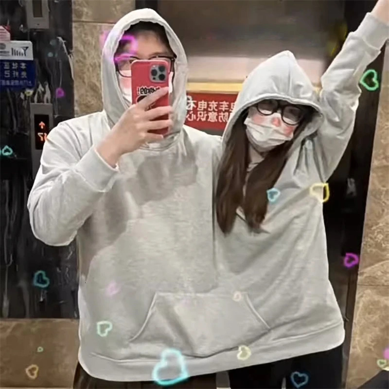 Mens Womens Two Person Ugly Hoodie Intimate Loose Solid Sweatshirt OnePiece Couples Pullover Holiday Party Jumpers Tops 240115