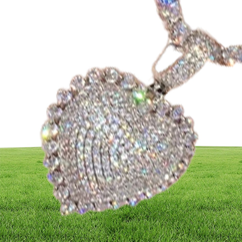 Iced Out Bling Women Jewelry Micro Pave 5A Cz Cubic Zirconia Big Heart Pendant Tennis Chain Sparking Necklace214s