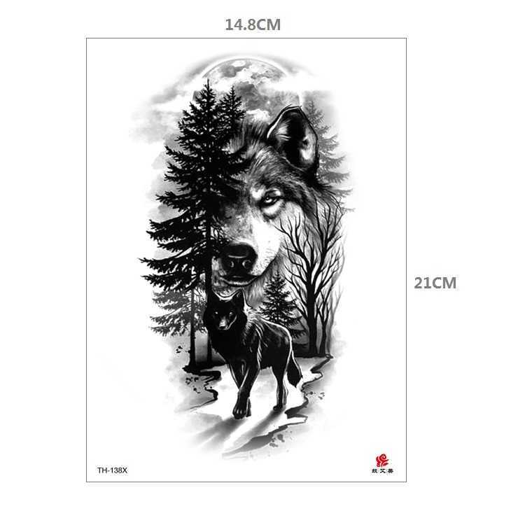 Tiger Tattoo Sticker Half Arm Lion Large Pattern Water Transfer Printing Set