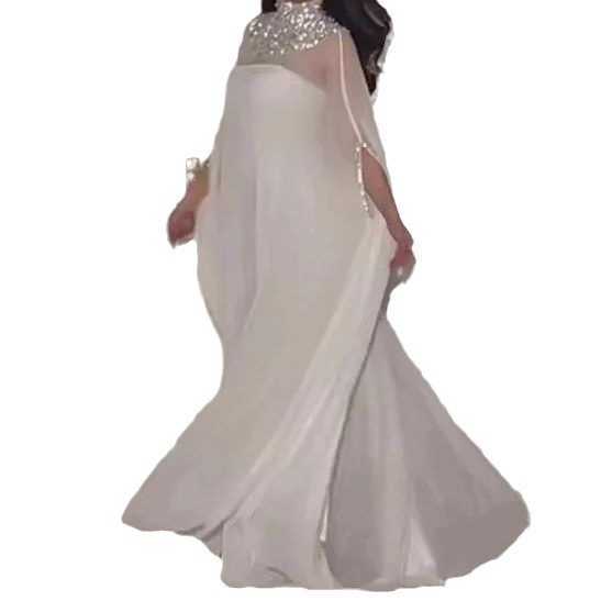 Elegant Party Dresses for Women 2023 Autumn New Style Stylish Sleeves with Sequins Decorative Standing Neck Large Hem Dress x0825