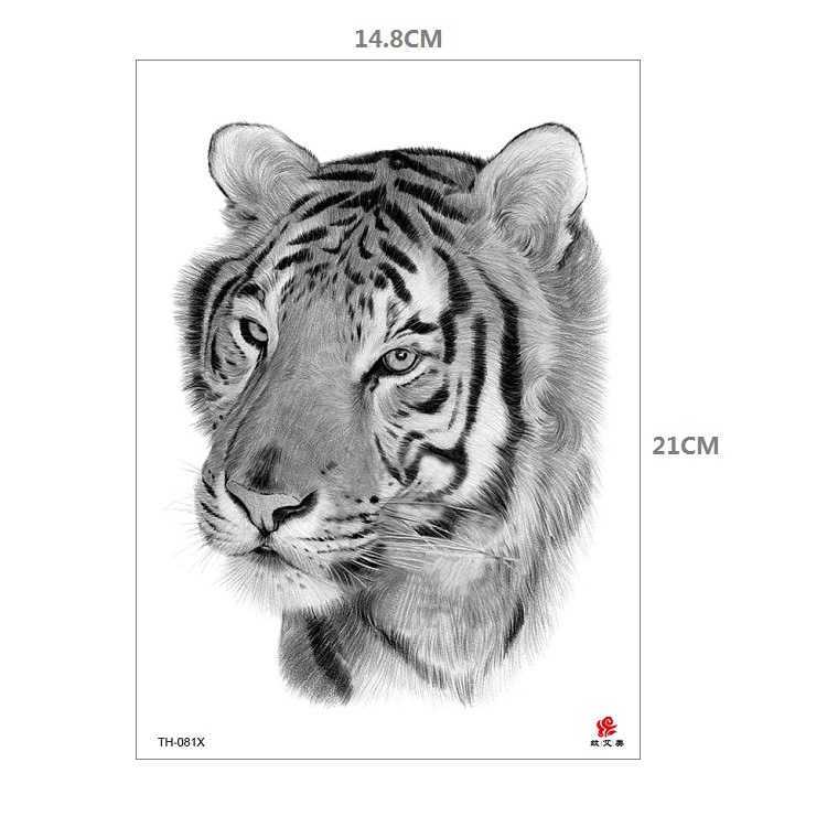 Tiger Tattoo Sticker Half Arm Lion Large Pattern Water Transfer Printing Set