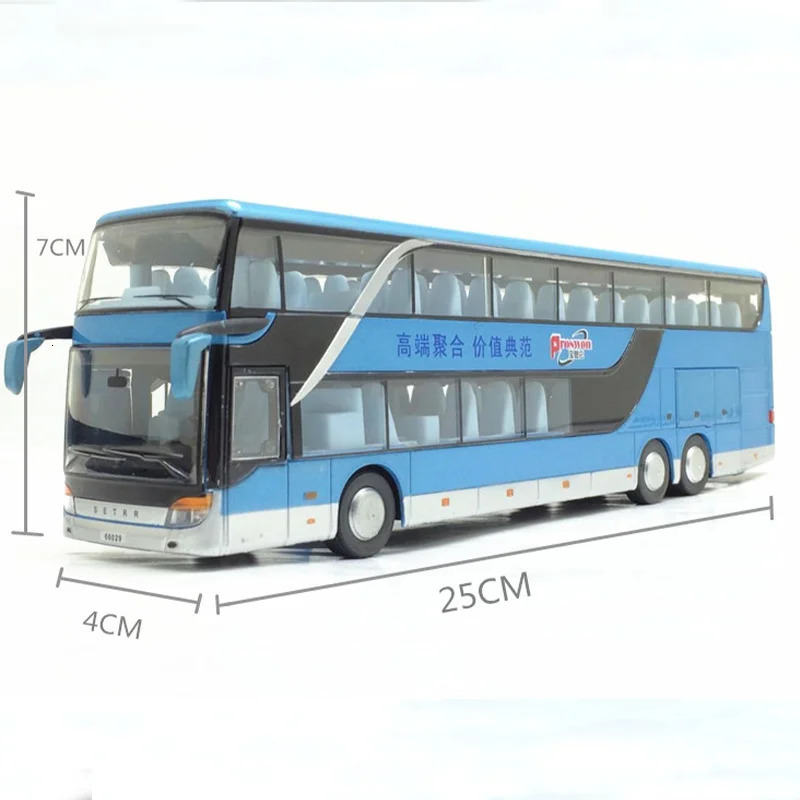 1 32 Alloy Bus Toy Double Decker Bus Model Simulation Children's Car Sightseeing Bus Toy Car Gift 240113