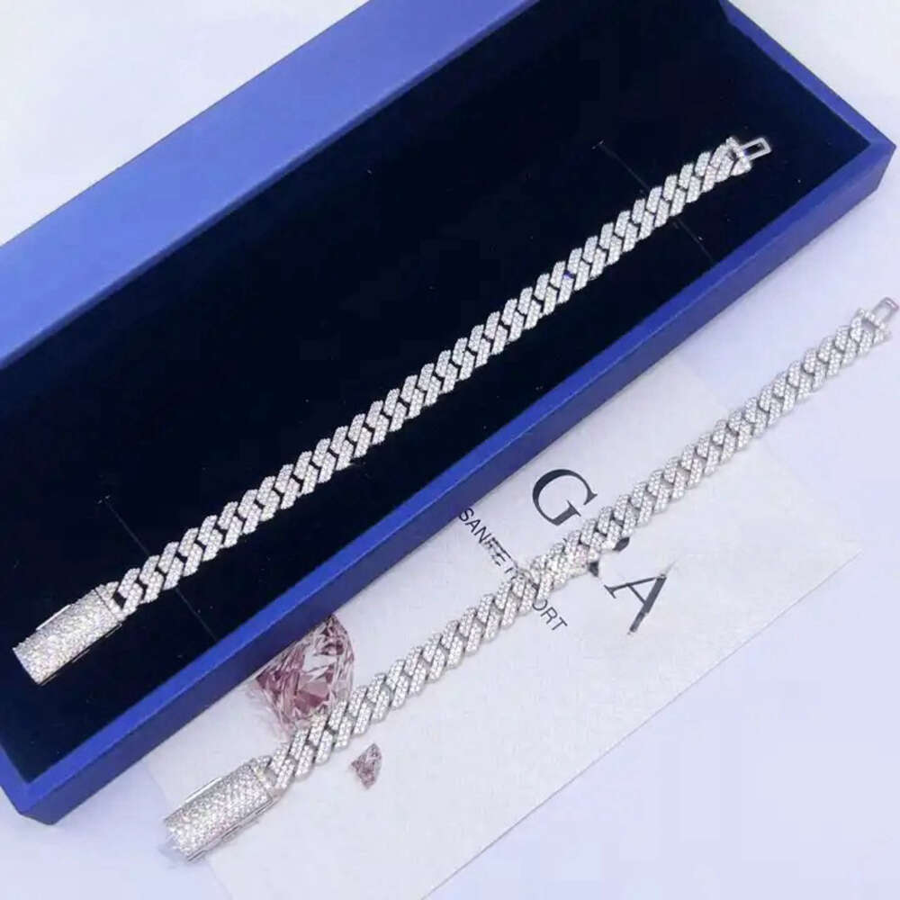 6mm - 12mm Hip Hop Iced Out Jewelry 925 Sterling Silver Vvs Moissanite Necklace Support Custom Sized Cuban Chains