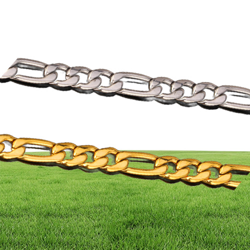18K Real Gold Plated Figaro Chain Necklaces for Men High Quality Stainless Steel Mens Gold Chain Men Necklace Jewelry299I
