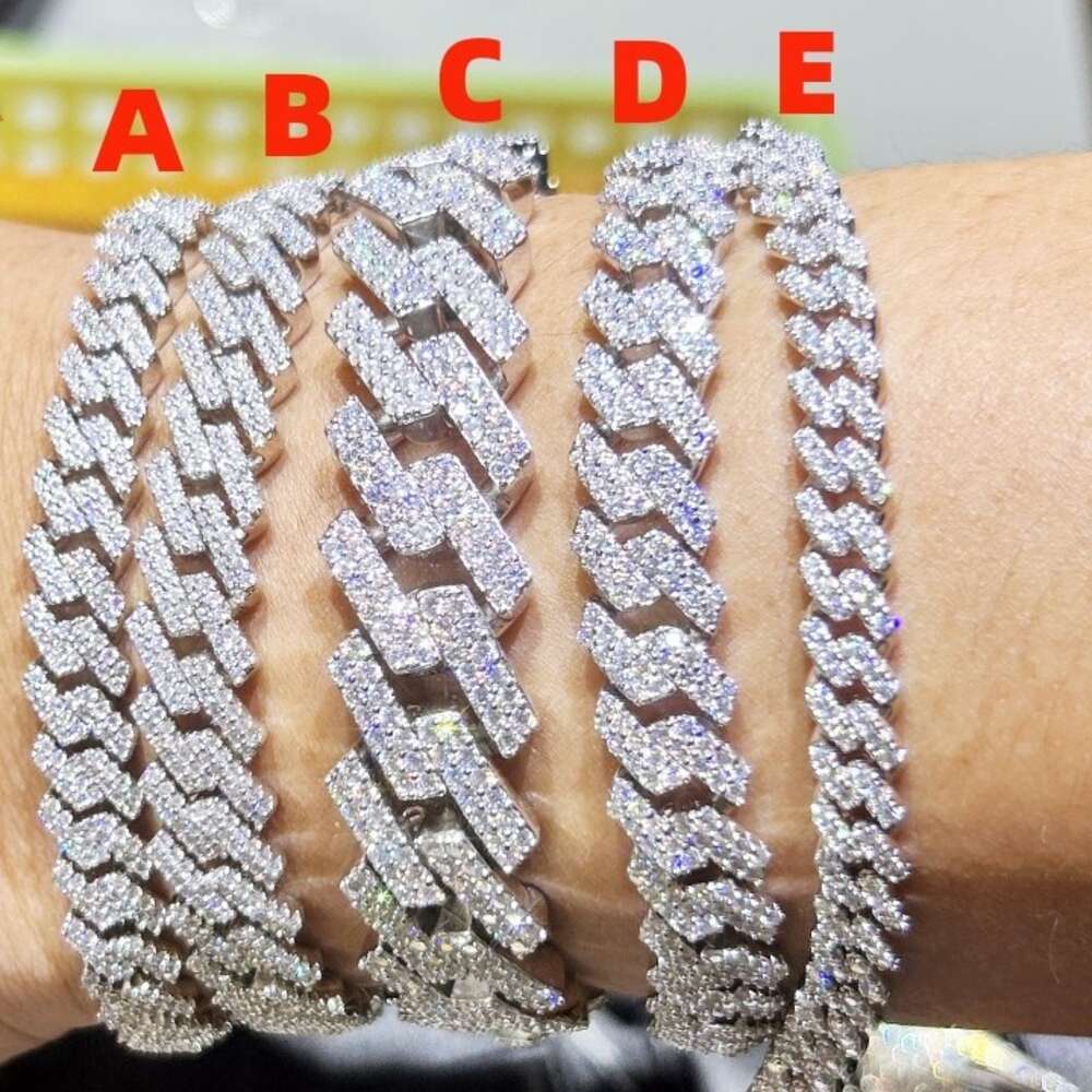 6mm - 12mm Hip Hop Iced Out Jewelry 925 Sterling Silver Vvs Moissanite Necklace Support Custom Sized Cuban Chains