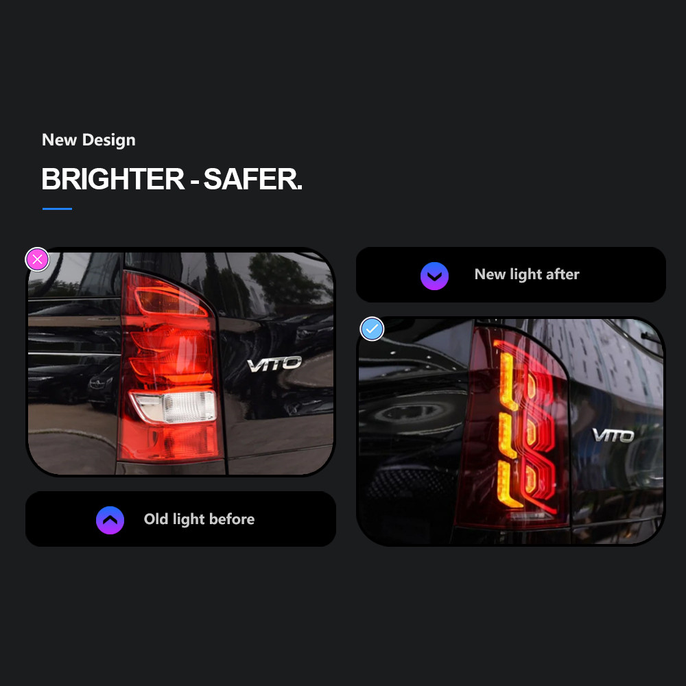 Car Rear Taillight for Benz Vito Tail Lights 2014-20 20 W447 LED Tail Lamp DRL Turn Signal Brake Lamp Accessory