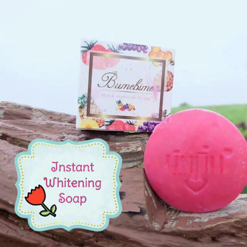 Bumebime Soap Handwork Whitening Soap with Fruit Essential Natural Mask White Bright Oil Soap with Sealed In Bag Retail Box LL