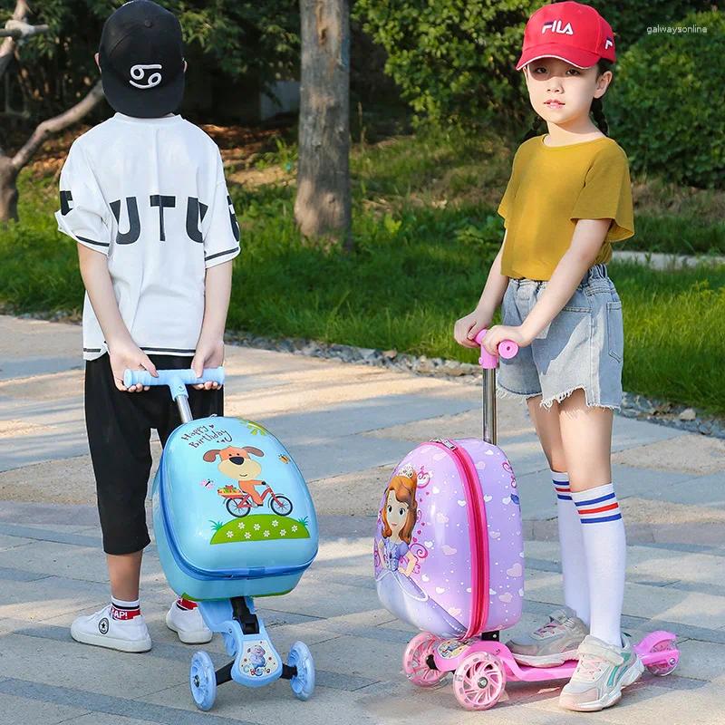 Suitcases Cute Skateboard Suit Scooter Children's Trolley Luggage Box 16 " Boys And Girls Lovely Carry-on Bag Student Travel