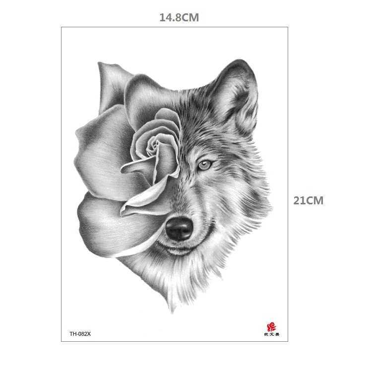 Tiger Tattoo Sticker Half Arm Lion Large Pattern Water Transfer Printing Set