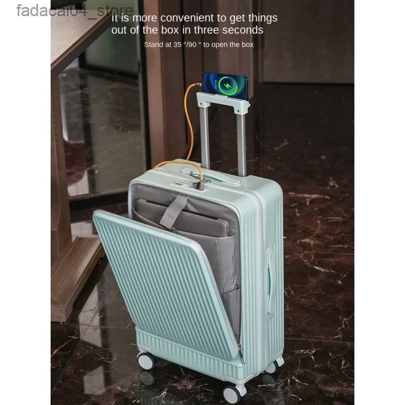 Suitcases Middle Size Luggage 20 22 24 26 Inch Front Opening Men's and Women's Multifunctional Password Lock Travel Suitcases with Wheels. Q