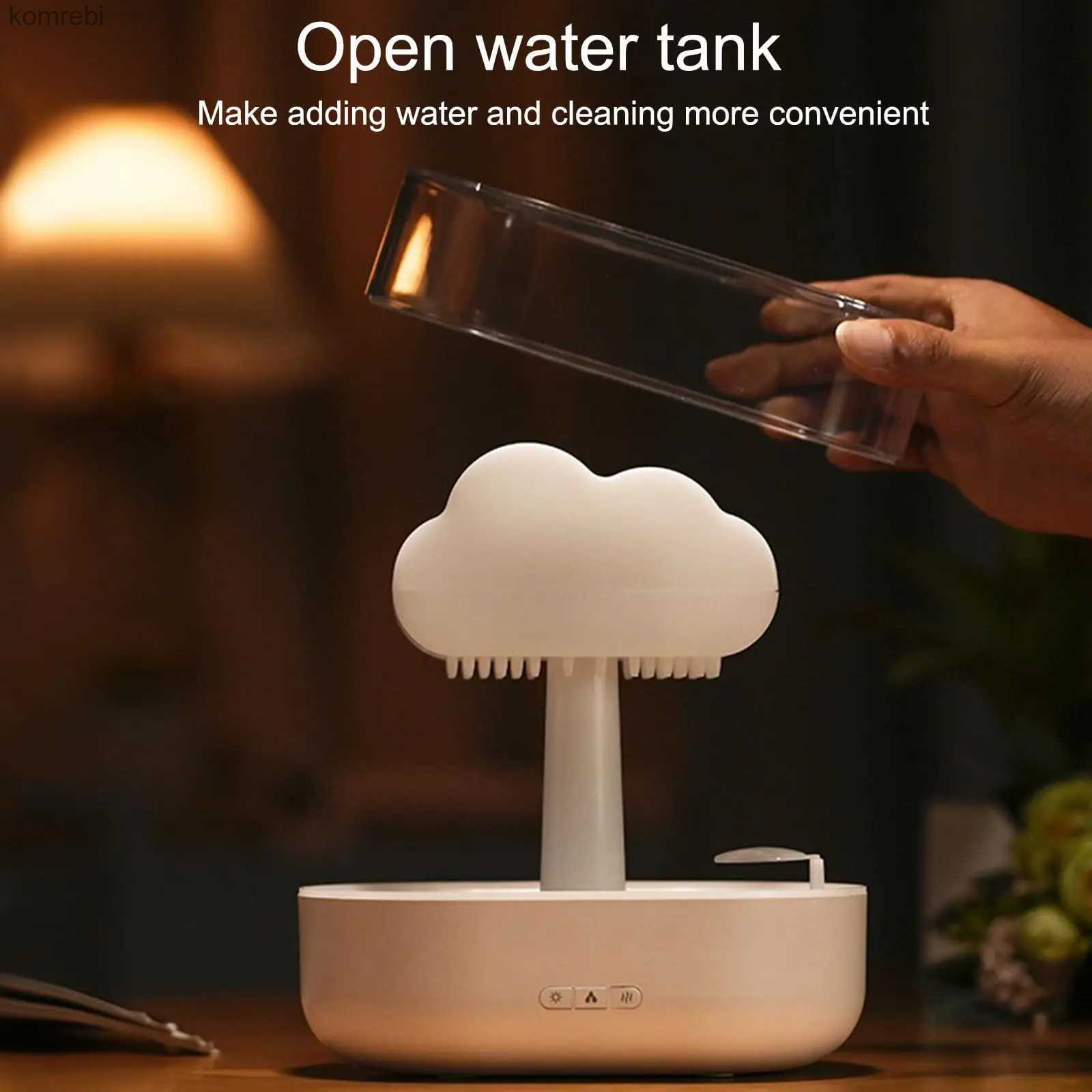 Humidifiers Cloud Rain Humidifier Water Drip 200ml Cloud Aromatherapy Essential Oil Diffuser with Diffuser with 7 Colors LED LightL240115