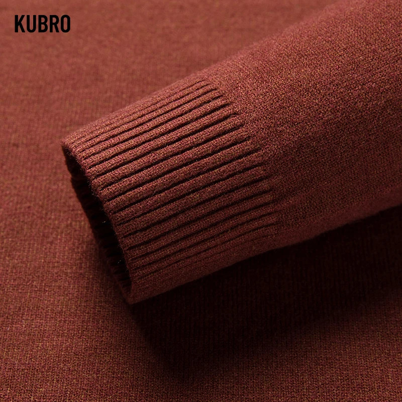KUBRO Autumn Winter Mens High Quality Turtleneck Wool Sweater Solid Color Knit Tight Warm Casual Bottom Pullover Top 240113