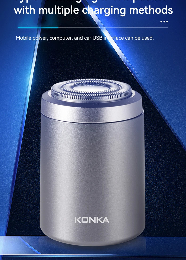 KONKA Electric Razor Electric Shaver Rechargeable Shaving Machine for Men Wet-Dry Dual Use Mini Beard Razor240115