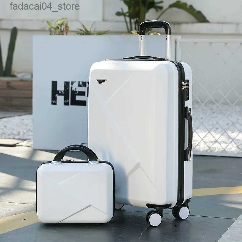 Suitcases 2023 New Fashion Suitcase Lightweight Rolling Luggage Password 2 pcs Suitcase Sets Student Slient Universal Wheel Q240115
