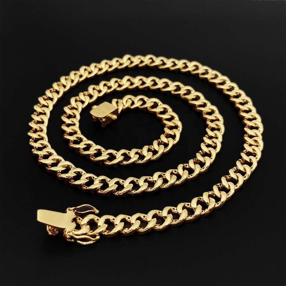 Hip Hop Jewelry 925 Sterling Silver 18k Gold Plated 8mm Cuban Chain Necklace Vvs Moissanite Iced Out Cuban Chain