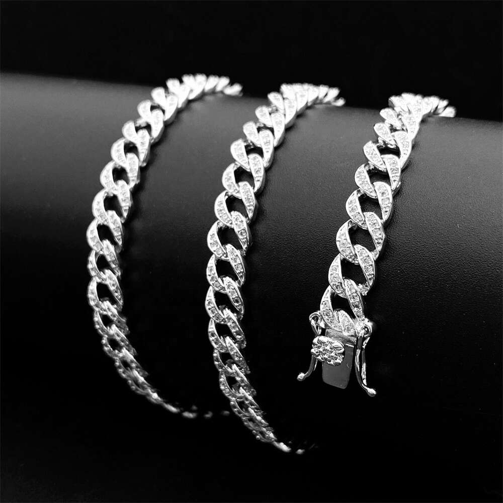 Hip Hop Jewelry 925 Sterling Silver 18k Gold Plated 8mm Cuban Chain Necklace Vvs Moissanite Iced Out Cuban Chain
