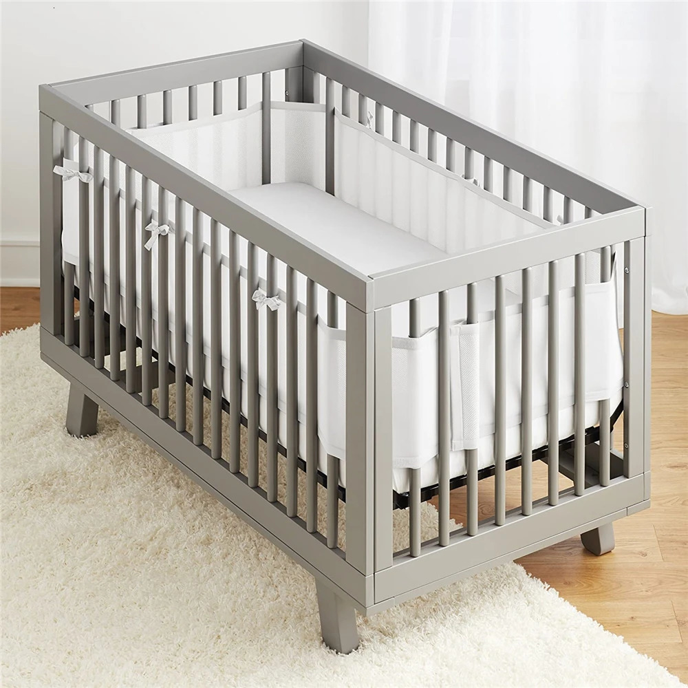 2pcsSet Summer Breathable Baby Crib Bumper Safety Crash Babys Bed Bumpers born Bedding Set Rails Anti Fall Down 340160x30cm 240113