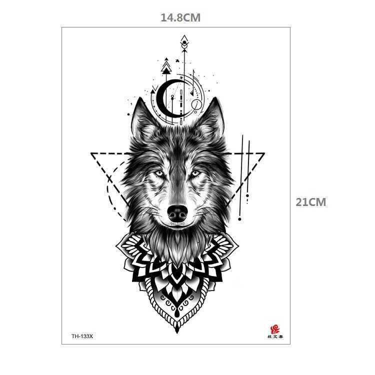 Tiger Tattoo Sticker Half Arm Lion Large Pattern Water Transfer Printing Set