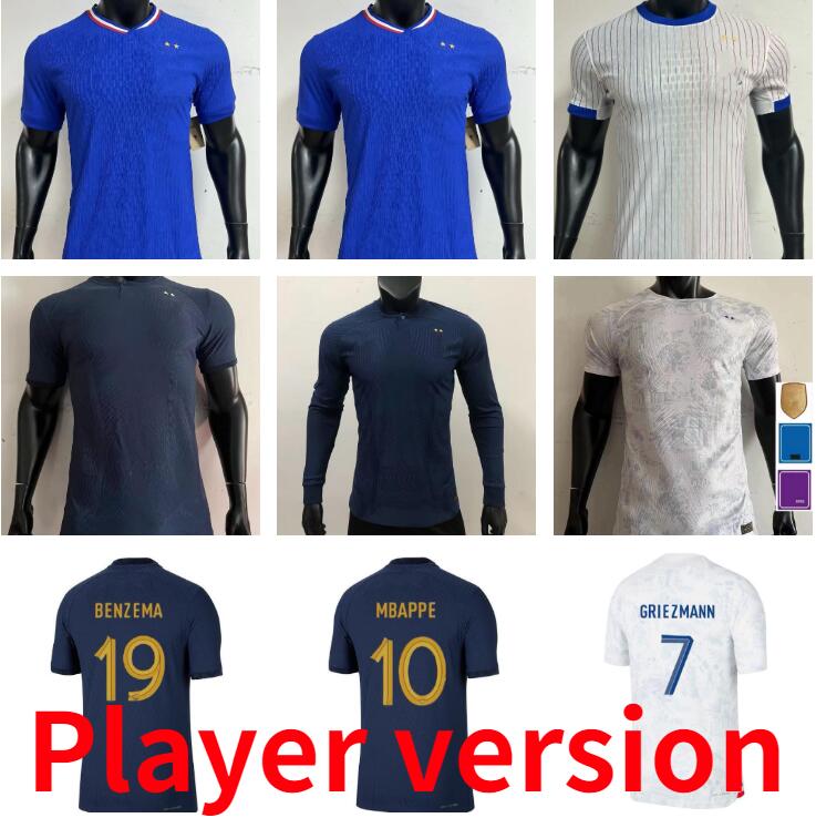 Players version 22 23 24 25 MBAPPE French soccer jerseys 2024 2025 BENZEMA CINGA GIROUD GRIEZMANN TCHOUAMENI GUENDOUZI COMAN Long sleeve football tight shirt 4da