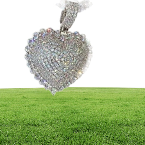 Iced Out Bling Women Jewelry Micro Pave 5A Cz Cubic Zirconia Big Heart Pendant Tennis Chain Sparking Necklace214s