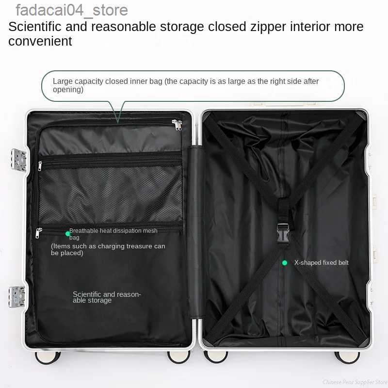 Suitcases Rolling Luggage Female 26 28 Strong Thick Durable Trolley Box Male 24 Travel Boarding Password Box Suitcase Soundproof Wheel Q240115