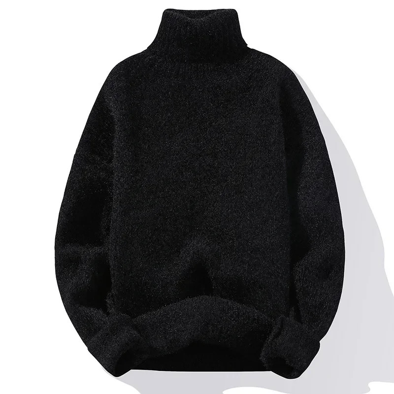Mens AutumnWinter Thickened Korean Style Solid Color Casual High Neck Sweater 240113