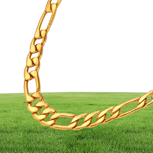18K Real Gold Plated Figaro Chain Necklaces for Men High Quality Stainless Steel Mens Gold Chain Men Necklace Jewelry299I